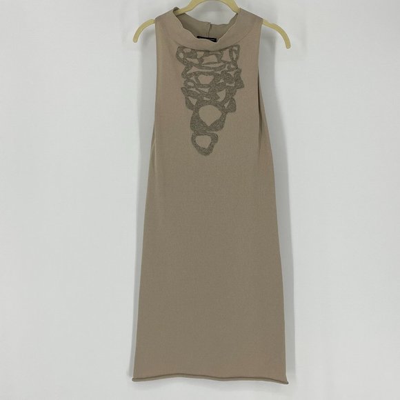 Sarah Pacini Creme bodycon high neck mini dress - Picture 16 of 16